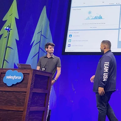 On stage, presenting at Dreamforce 2024
